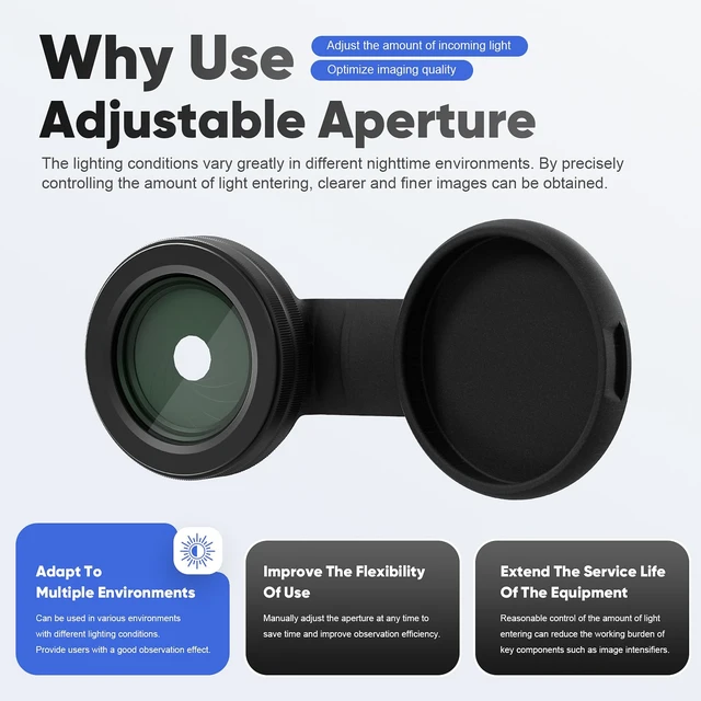 Alt view image 6 of 7 - DRYNOAEIR Adjustable Iris for PVS14 Lens Reversing Adapter for PVS14 Night Vision, 30mm Scope Rings, Step Up Rings Compatible with Holosun IRIS, EF to RF Adapter, RF to EF Lens Adapter (2 Pack)