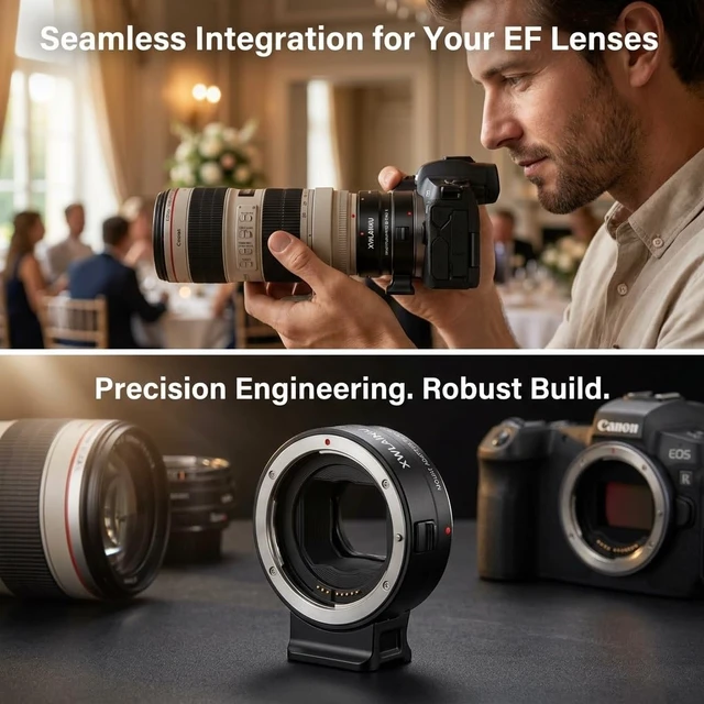 Alt view image 4 of 7 - XWLAINIU EF-EOS R AF Adapter for Canon EF/EF-S to EOS-R Cameras Black | Auto Focus, full electronic link, IS & EXIF support, CNC aluminum mount, zero image loss, fits Canon EOS R series