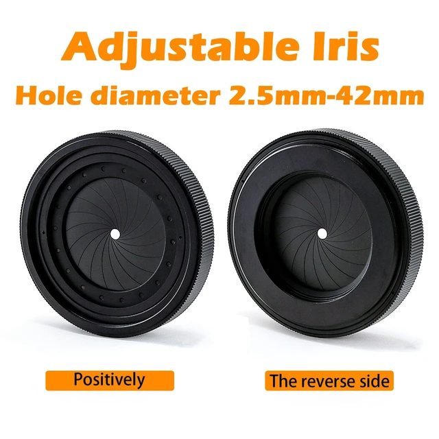 Alt view image 2 of 7 - Adjustable Iris Aperture Diaphragm M67 to M67 Iris Aperture Diaphragm Adapter Optical Diaphragm 2.5-42mm Lens Module Adapter Ring (M67toM67)