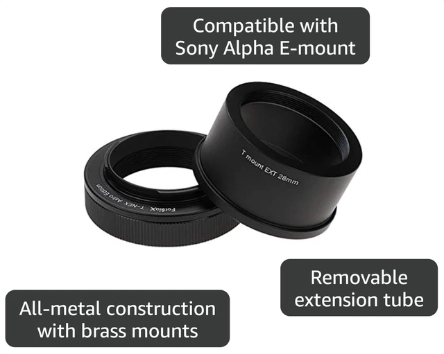 Alt view image 3 of 6 - Fotodiox Lens Adapter Astro Edition - Compatible with T-Mount (T/T-2) Screw Mount Telescopes to Sony Alpha E-Mount Cameras for Astronomy, (T2A-SnyE)
