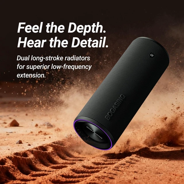 Alt view image 2 of 7 - BOGASING Space M200 Portable Bluetooth Speaker with 50W Dynamic Sound | RGB Lights, Energetic Sound & Punchy Bass, IP67 Waterproof, 24H Playtime, BT 5.3, EQ, TF-Card, AUX, USB-C Audio Playback
