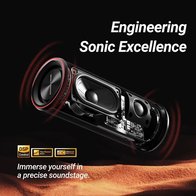 Alt view image 3 of 7 - BOGASING Space M200 Portable Bluetooth Speaker with 50W Dynamic Sound | RGB Lights, Energetic Sound & Punchy Bass, IP67 Waterproof, 24H Playtime, BT 5.3, EQ, TF-Card, AUX, USB-C Audio Playback