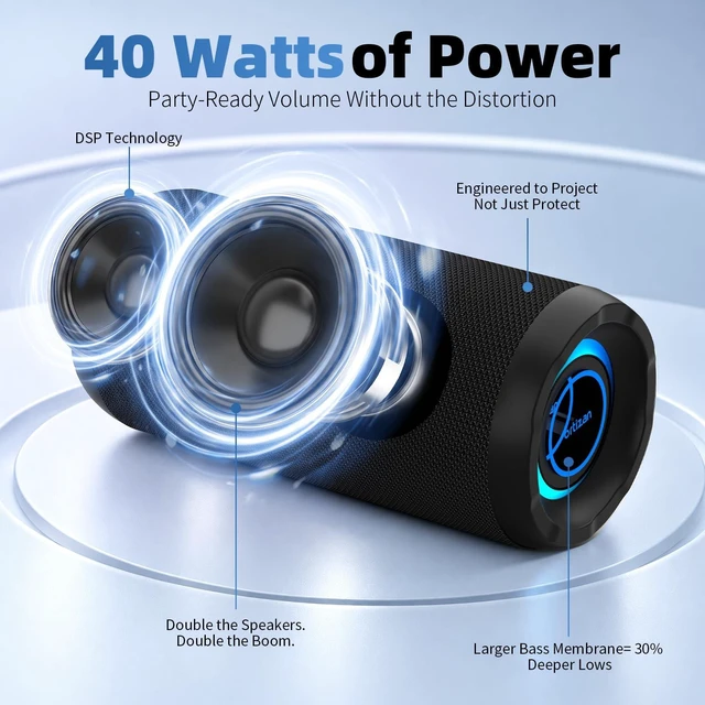 Alt view image 2 of 7 - X10 Portable Bluetooth Speaker (2nd Gen), Abyss Mirror Light, Black | Up to 30H Playtime, Powerful 40W Sound, Bass Boost, IPX7 Waterproof, Wireless TWS Pairing, Ideal Gift For Outdoor And Travel