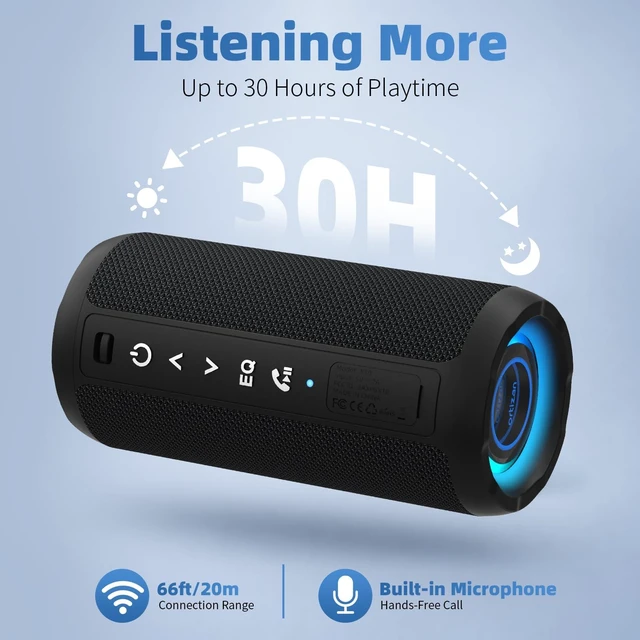 Alt view image 4 of 7 - X10 Portable Bluetooth Speaker (2nd Gen), Abyss Mirror Light, Black | Up to 30H Playtime, Powerful 40W Sound, Bass Boost, IPX7 Waterproof, Wireless TWS Pairing, Ideal Gift For Outdoor And Travel