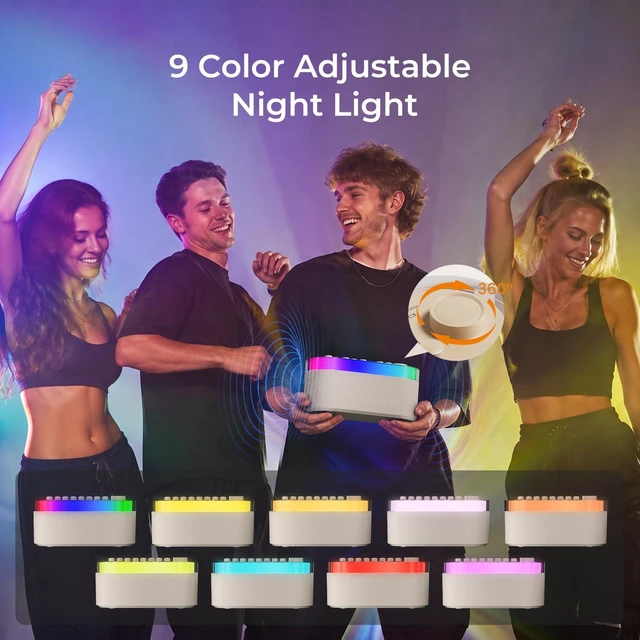 Alt view image 5 of 7 - Portable Bluetooth Speaker with White Noise Machine Night Light 256 Sounds | 256 Mixable Sounds, Bluetooth 5.3, 2000mAh Battery, 9-Color LED, Timer, for Baby Adult Bedroom Travel
