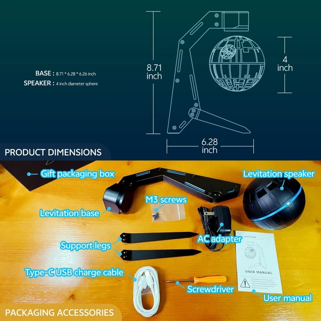 Alt view image 6 of 6 - Magnetic Levitation Bluetooth Speaker Floating Sci-Fi Decor Gifts for Men | Conversation Starter Gift for Tech Lovers/Geeks/Nerds Levitating Bluetooth Speaker 10H Playback Futuristic Sci-Fi Desk Decor