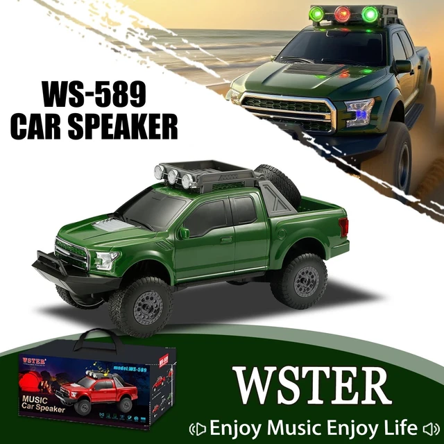Alt view image 2 of 7 - WSTER WS-589 Off-Road Pickup Truck Bluetooth Speaker (Green) | Off-Road Pickup Design, HD Sound & TWS Stereo, FM Radio & USB/TF Playback, LED Lights, Built-In Mic