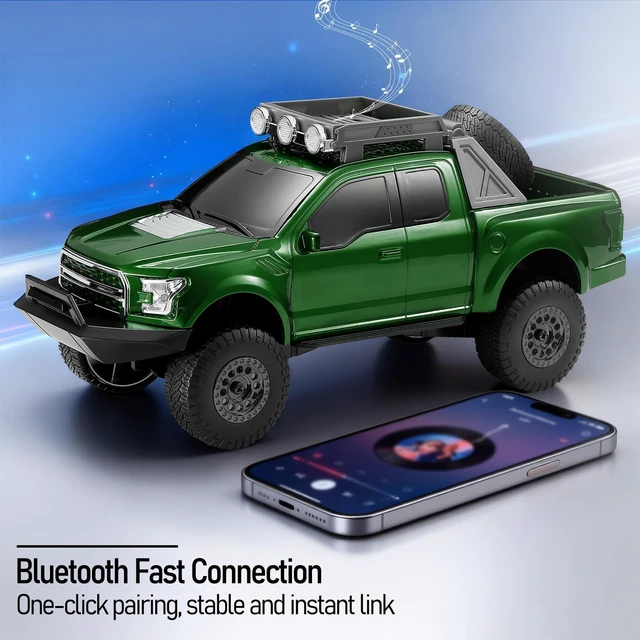 Alt view image 3 of 7 - WSTER WS-589 Off-Road Pickup Truck Bluetooth Speaker (Green) | Off-Road Pickup Design, HD Sound & TWS Stereo, FM Radio & USB/TF Playback, LED Lights, Built-In Mic