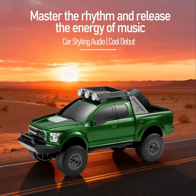 Alt view image 4 of 7 - WSTER WS-589 Off-Road Pickup Truck Bluetooth Speaker (Green) | Off-Road Pickup Design, HD Sound & TWS Stereo, FM Radio & USB/TF Playback, LED Lights, Built-In Mic