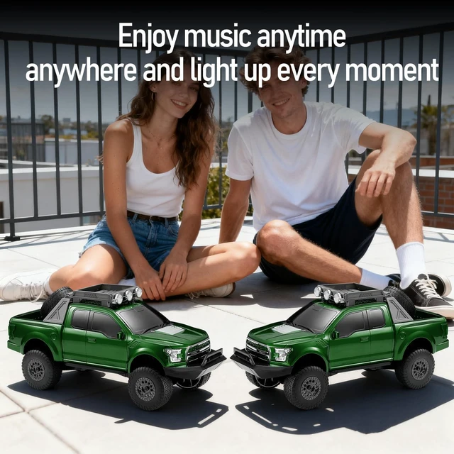 Alt view image 5 of 7 - WSTER WS-589 Off-Road Pickup Truck Bluetooth Speaker (Green) | Off-Road Pickup Design, HD Sound & TWS Stereo, FM Radio & USB/TF Playback, LED Lights, Built-In Mic