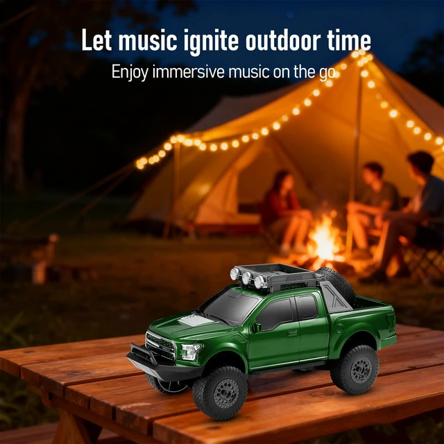 Alt view image 7 of 7 - WSTER WS-589 Off-Road Pickup Truck Bluetooth Speaker (Green) | Off-Road Pickup Design, HD Sound & TWS Stereo, FM Radio & USB/TF Playback, LED Lights, Built-In Mic