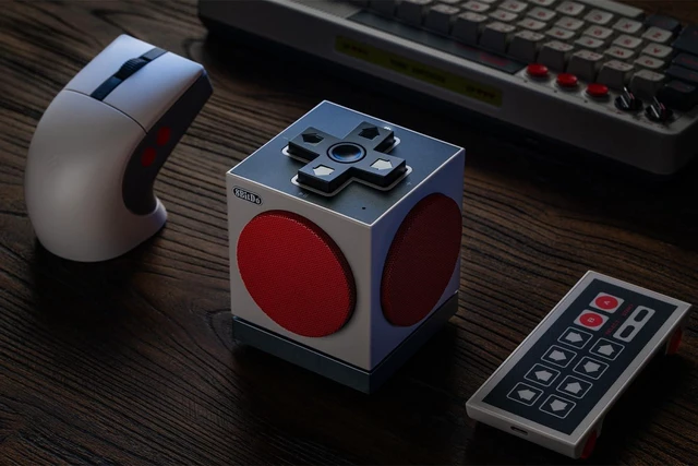 Alt view image 7 of 7 - 8Bitdo Retro Cube 2 Speaker, Portable Bluetooth Speaker with Stereo Sound, Wireless Charging Dock, Bluetooth 5.3/2.4G/Wired USB Connections- N Edition