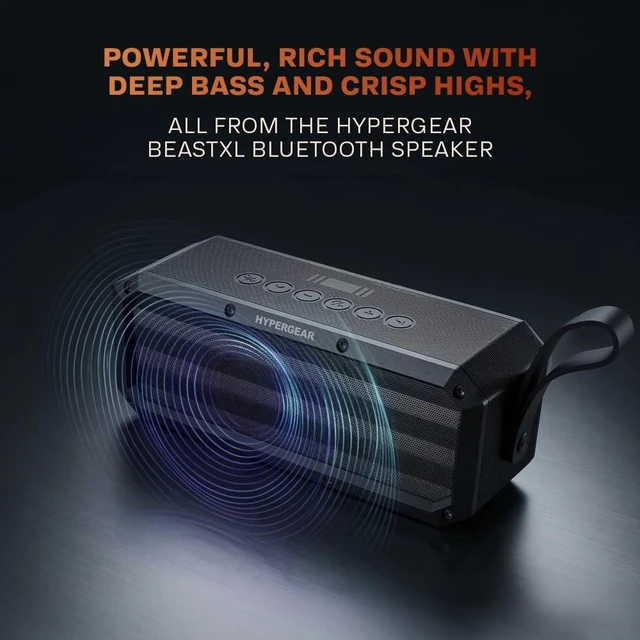 Alt view image 3 of 7 - HyperGear BeastXL 30W Bluetooth Speaker - Wireless Portable Speaker with Loud Bass Stereo Sound, IPX6 Waterproof for Indoor/Outdoor Use with Built-in Mic
