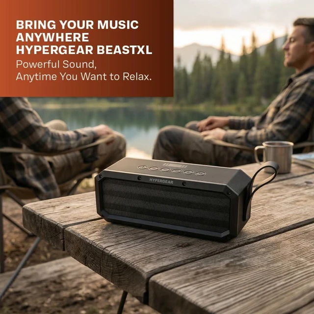 Alt view image 7 of 7 - HyperGear BeastXL 30W Bluetooth Speaker - Wireless Portable Speaker with Loud Bass Stereo Sound, IPX6 Waterproof for Indoor/Outdoor Use with Built-in Mic