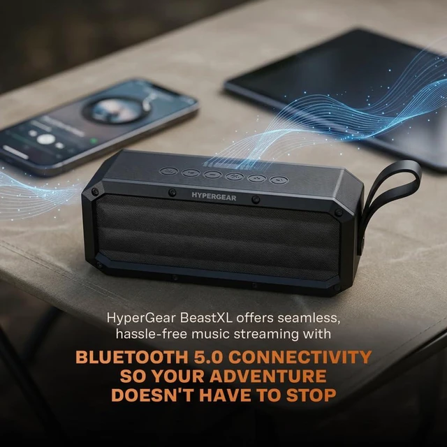 Alt view image 6 of 7 - HyperGear BeastXL 30W Bluetooth Speaker - Wireless Portable Speaker with Loud Bass Stereo Sound, IPX6 Waterproof for Indoor/Outdoor Use with Built-in Mic