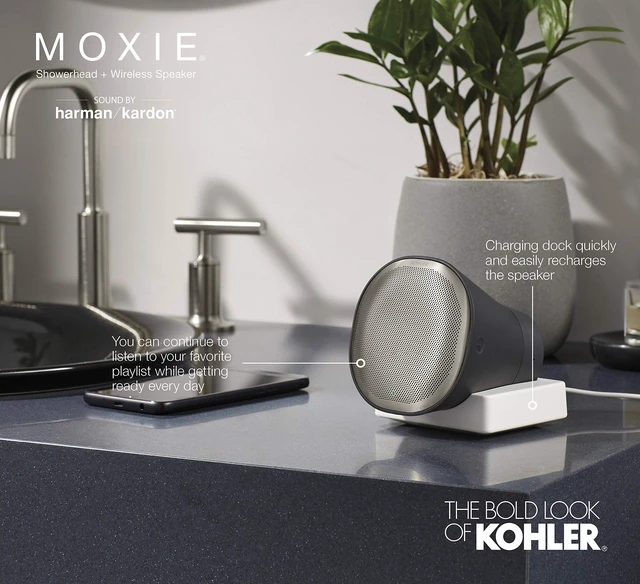 Alt view image 7 of 7 - Kohler Moxie Showerhead and Waterproof Bluetooth Wireless Speaker, 1.75 gpm - Brushed Nickel