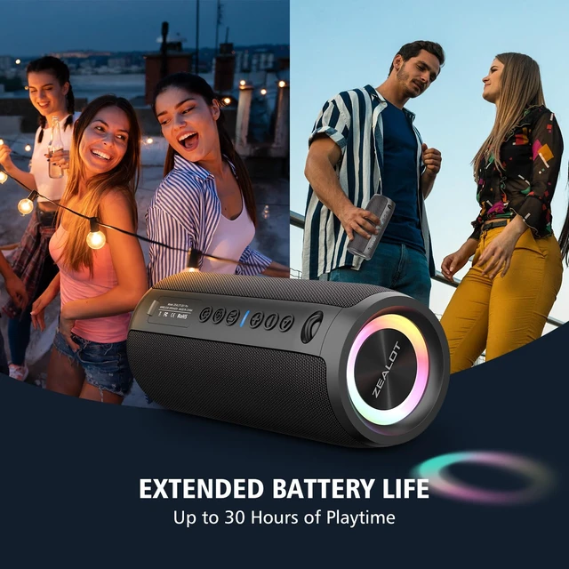 Alt view image 6 of 7 - ZEALOT Portable Bluetooth Speaker, 60W Max Loud IPX6 Waterproof, TWS Pairing, 20Hrs of Playtime, Wireless, Big Sound and Deep Bass, for Home/Party/Outdoor/Beach, Birthday Gifts for Men Women