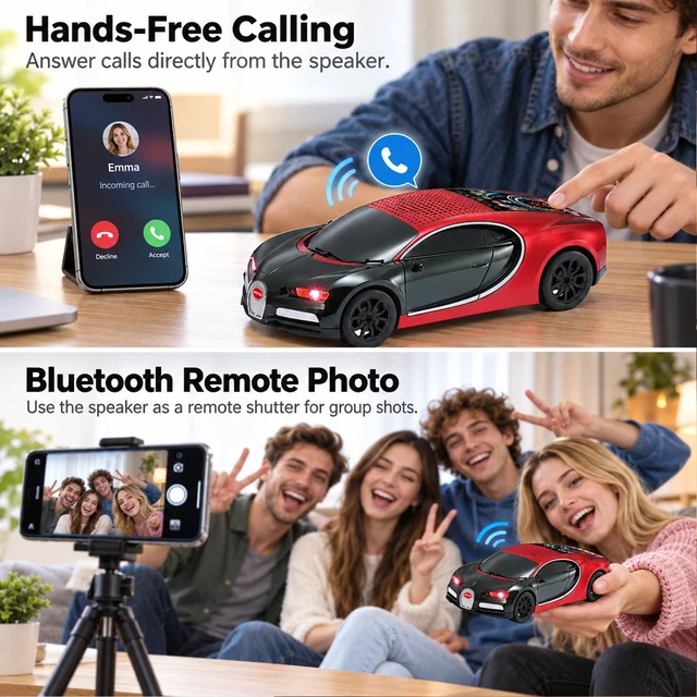 Alt view image 6 of 7 - WSTER WS-660 Hypercar Bluetooth Speaker with Starry Display (Red) | Hypercar Design, Starry Display & LED Lights, HD Sound & TWS Stereo, FM/USB/TF Playback, Built-In Mic
