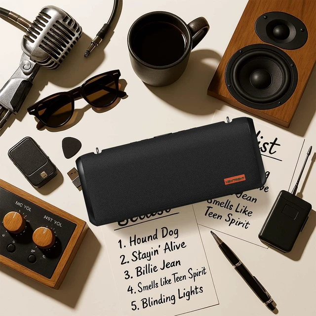 Alt view image 6 of 7 - New Trent Vibe Pro Outdoor Bluetooth Speaker, 80W Peak Loud Portable Wireless Speaker, Waterproof IPX65, Deep Bass, RGB Lights, Studio Quality Sound Powered by Waves Audio, Party & Pool Ready (Black)