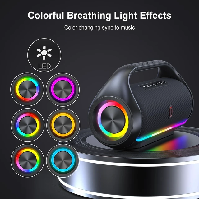 Alt view image 3 of 7 - HWWR Portable Bluetooth Speaker with 2 Wireless Microphones, Loud Portable Speakers System, Deep Bass, Echo & Vocal Cut, IPX5 Water Resistant Outdoor Party PA Audio for Adults Kids Home Singing