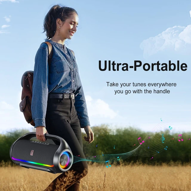 Alt view image 6 of 7 - HWWR Portable Bluetooth Speaker with 2 Wireless Microphones, Loud Portable Speakers System, Deep Bass, Echo & Vocal Cut, IPX5 Water Resistant Outdoor Party PA Audio for Adults Kids Home Singing