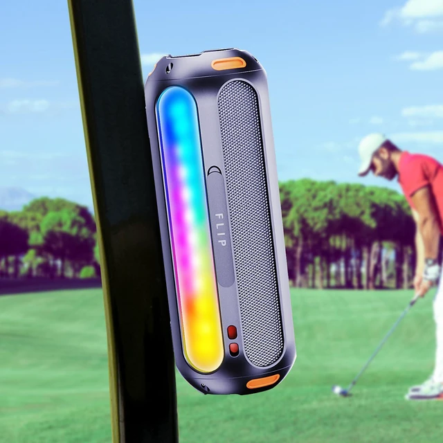 Main image of ABFOCE Golf Speaker Magnetic Bluetooth Speaker with 7 Colorful Flashing Lights 20W Super Bass 15H Playtime Portable Waterproof for Golf Cart,Golf Gifts,Outdoor, Home (Black)