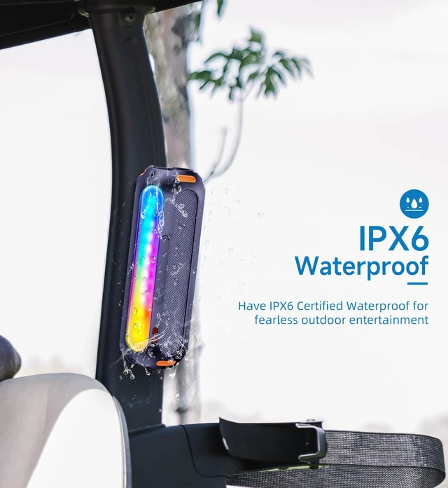 Alt view image 4 of 7 - ABFOCE Golf Speaker Magnetic Bluetooth Speaker with 7 Colorful Flashing Lights 20W Super Bass 15H Playtime Portable Waterproof for Golf Cart,Golf Gifts,Outdoor, Home (Black)