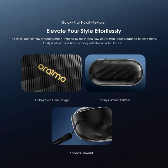 Alt view image 6 of 7 - Oraimo SpaceBox Bluetooth Speaker, Portable Wireless Speakers with Heavy Bass, Bluetooth 5.4, LED Light, Exclusive App, 3 EQ Modes Small Wireless Speaker for Home Outdoor, Black