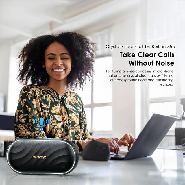 Alt view image 7 of 7 - Oraimo SpaceBox Bluetooth Speaker, Portable Wireless Speakers with Heavy Bass, Bluetooth 5.4, LED Light, Exclusive App, 3 EQ Modes Small Wireless Speaker for Home Outdoor, Black