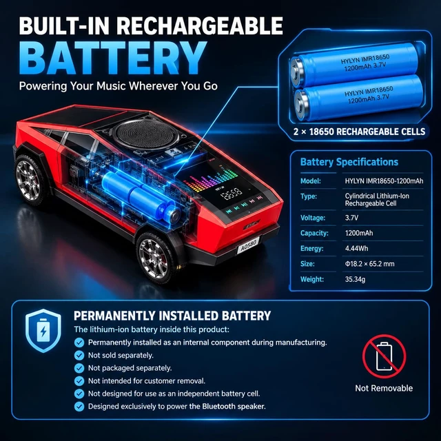 Alt view image 2 of 7 - AONOX Cybertruck Bluetooth Speaker for Car | Mini Wireless Speaker with LED Lights, FM Radio, USB/TF Card, TWS Stereo Car Lover Gift from Daughter or Son