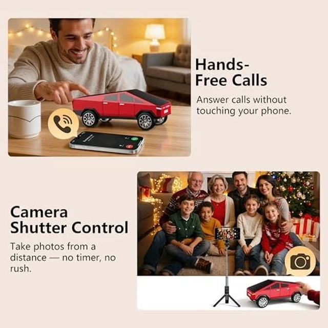 Alt view image 6 of 7 - AONOX Cybertruck Bluetooth Speaker for Car | Mini Wireless Speaker with LED Lights, FM Radio, USB/TF Card, TWS Stereo Car Lover Gift from Daughter or Son