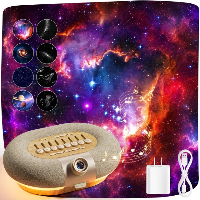 Main image of 5
in
1
Portable
Speaker
Galaxy
Projector
Night
Light
8
White
Noise
Timer | 8 Projection Films Ocean Projector for Bedroom, Adjustable 360° Rotation, Nature Sounds Auto-off, 6.0 Bluetooth Dual Speaker