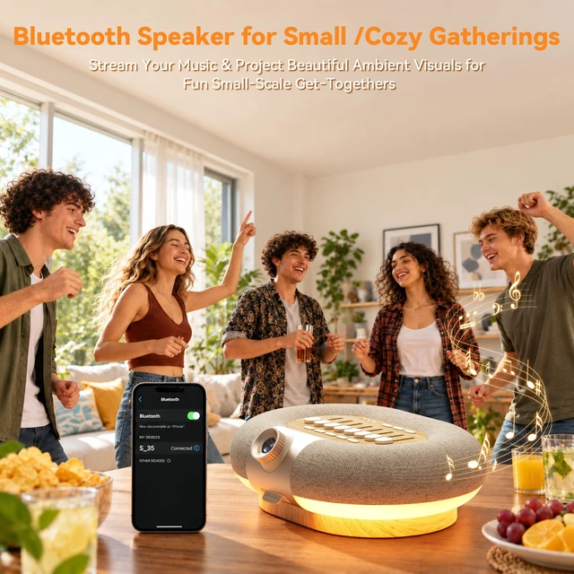 Alt view image 2 of 7 - 5
in
1
Portable
Speaker
Galaxy
Projector
Night
Light
8
White
Noise
Timer | 8 Projection Films Ocean Projector for Bedroom, Adjustable 360° Rotation, Nature Sounds Auto-off, 6.0 Bluetooth Dual Speaker