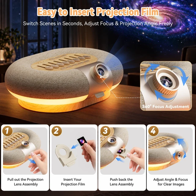 Alt view image 5 of 7 - 5
in
1
Portable
Speaker
Galaxy
Projector
Night
Light
8
White
Noise
Timer | 8 Projection Films Ocean Projector for Bedroom, Adjustable 360° Rotation, Nature Sounds Auto-off, 6.0 Bluetooth Dual Speaker
