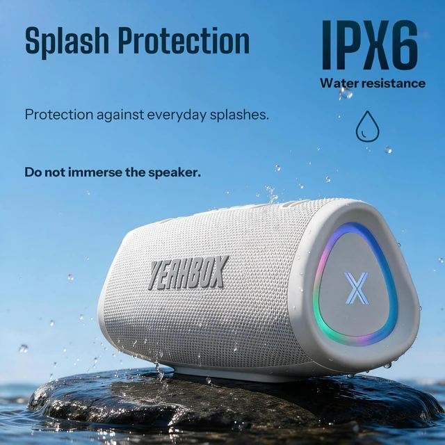 Alt view image 3 of 7 - YEAHBOX Sonic Boom POP Bluetooth Speaker, 50W Rated, IPX6, Black | 715 g speaker body; dual drivers; approx. 10 h at 30% volume; Bluetooth 5.3, USB drive, TF card and AUX; dual-sided RGB.