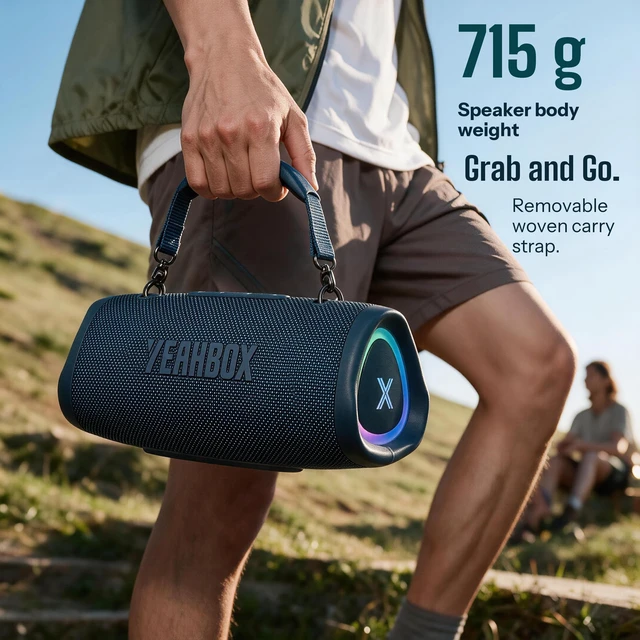 Alt view image 4 of 7 - YEAHBOX Sonic Boom POP Bluetooth Speaker, 50W Rated, IPX6, Black | 715 g speaker body; dual drivers; approx. 10 h at 30% volume; Bluetooth 5.3, USB drive, TF card and AUX; dual-sided RGB.