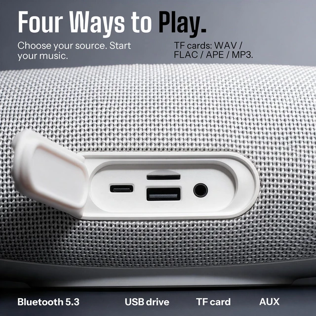 Alt view image 7 of 7 - YEAHBOX Sonic Boom POP Bluetooth Speaker, 50W Rated, IPX6, Black | 715 g speaker body; dual drivers; approx. 10 h at 30% volume; Bluetooth 5.3, USB drive, TF card and AUX; dual-sided RGB.