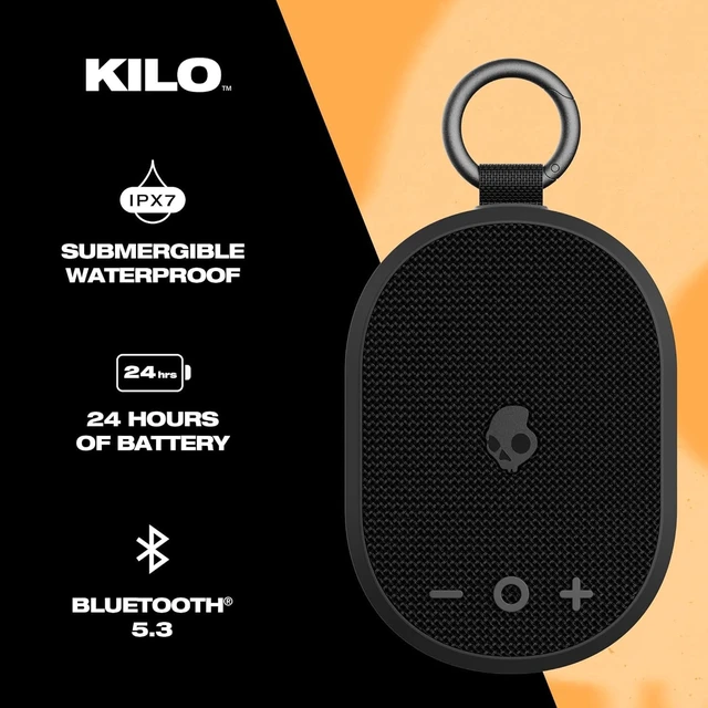 Alt view image 2 of 7 - Skullcandy Kilo XT Wireless Bluetooth Speaker - IPX7 Waterproof Mini Bluetooth Speaker with 24 Hour Battery, Downward Firing Passive Radiator, and True Wireless Pairing - Perfect for Outdoor (Black)