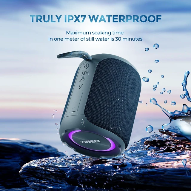 Alt view image 3 of 6 - YEAHBOX Portable Bluetooth Speaker, Bluetooth 5.3 40W Wireless Stereo with Deep Bass, RGB Lights, IPX7 Waterproof, Long-Lasting Battery, TWS Pairing for Outdoor, Party, Shower & Home