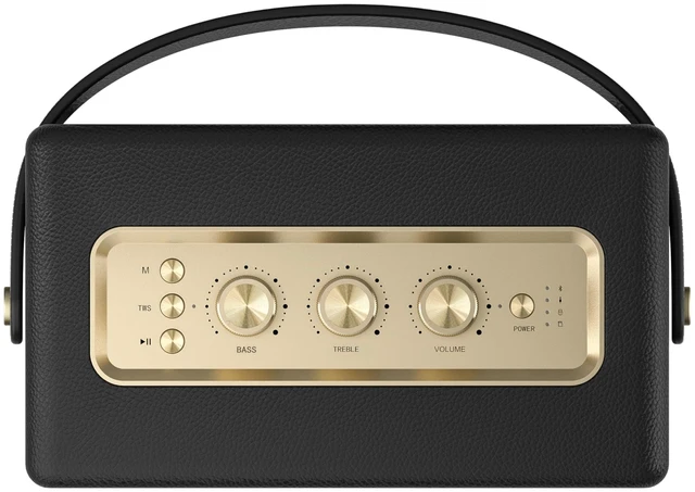Alt view image 2 of 5 - MLOVE A200 Portable Retro Bluetooth Speaker with Aux Input, USB Port, Micro SD Card Slot - Decorative Wireless Bookshelf Speakers Battery Powered, House Warming Gifts for New Home, Black and Gold