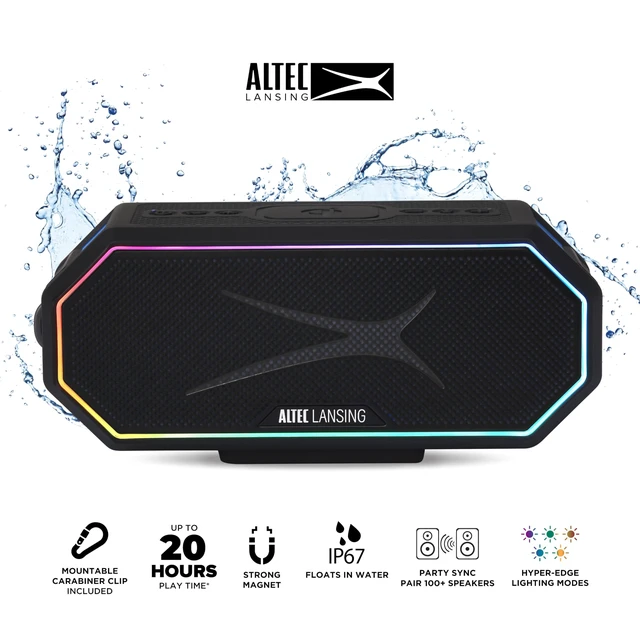 Alt view image 2 of 7 - Altec Lansing Loud Portable Speakers Bluetooth Wireless Waterproof - MultiColor LED, 20 Hour Playtime, Mount Included | HydraBLAST 2.0 Magnetic Bluetooth Speaker for Travel, Home and Outdoor Adventure