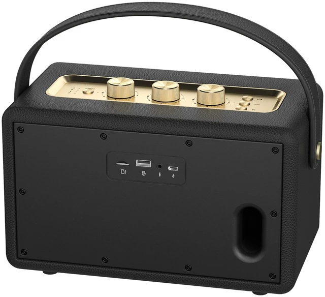 Alt view image 3 of 5 - MLOVE A200 Portable Retro Bluetooth Speaker with Aux Input, USB Port, Micro SD Card Slot - Decorative Wireless Bookshelf Speakers Battery Powered, House Warming Gifts for New Home, Black and Gold