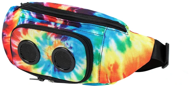Main image of Fannypack with Speakers. Bluetooth Fanny Pack for Parties/Festivals/Raves/Beach/Boats. Works with iPhone & Android. (Tie Dye)