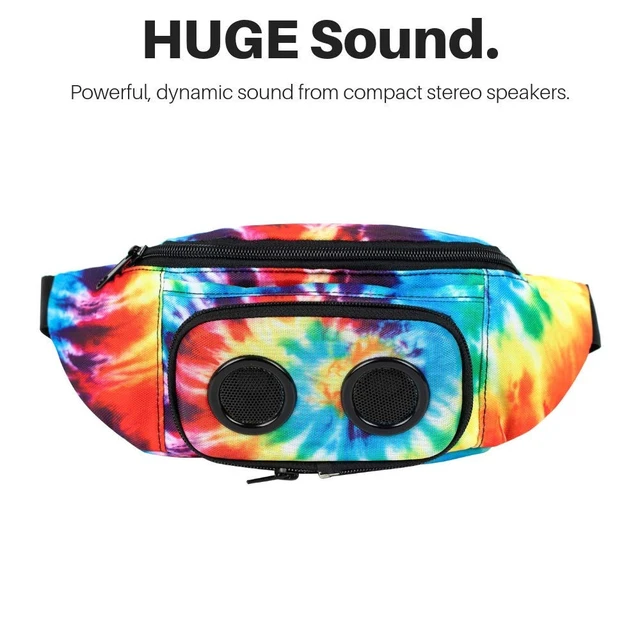 Alt view image 3 of 7 - Fannypack with Speakers. Bluetooth Fanny Pack for Parties/Festivals/Raves/Beach/Boats. Works with iPhone & Android. (Tie Dye)