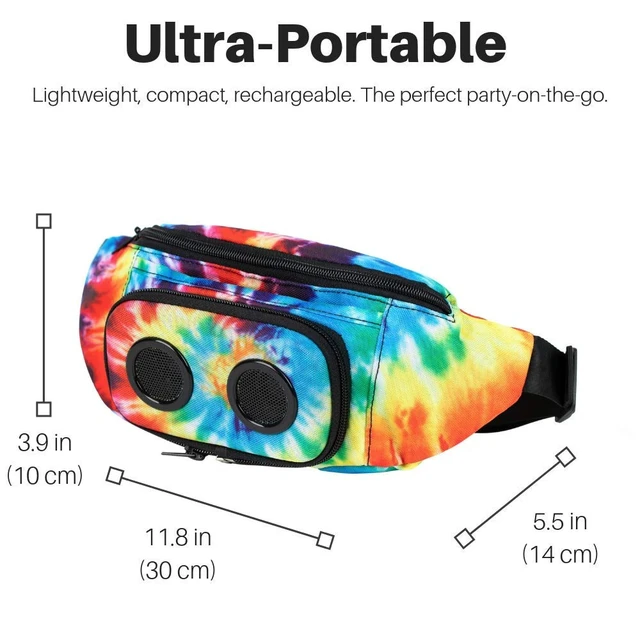 Alt view image 4 of 7 - Fannypack with Speakers. Bluetooth Fanny Pack for Parties/Festivals/Raves/Beach/Boats. Works with iPhone & Android. (Tie Dye)