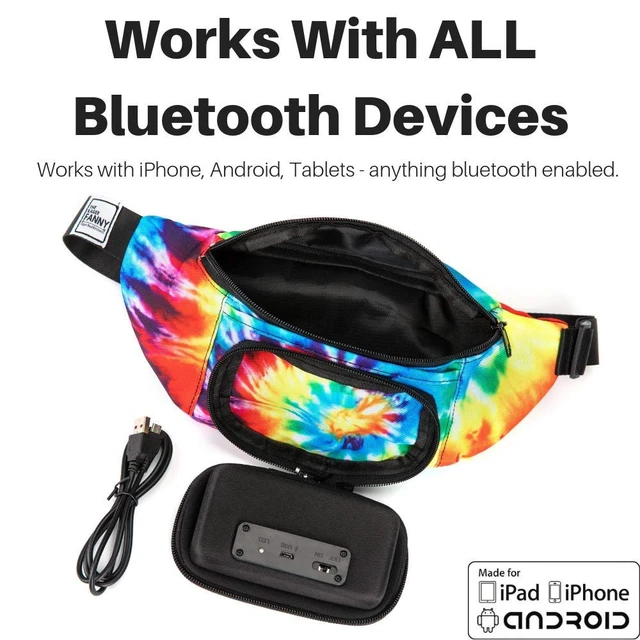 Alt view image 5 of 7 - Fannypack with Speakers. Bluetooth Fanny Pack for Parties/Festivals/Raves/Beach/Boats. Works with iPhone & Android. (Tie Dye)