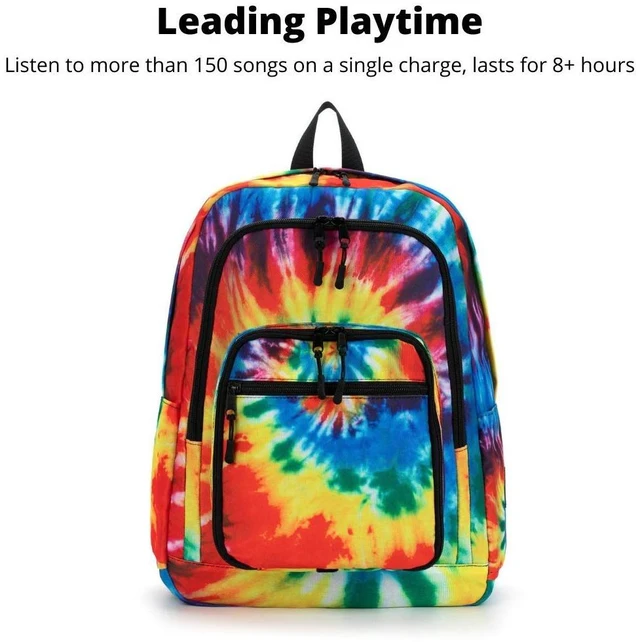Alt view image 4 of 7 - Super Real Business Bluetooth Speaker Backpack with 20-Watt Speakers & Subwoofer for Parties/Festivals/Beach. Rechargeable, Works with iPhone & Android (Tie Dye)