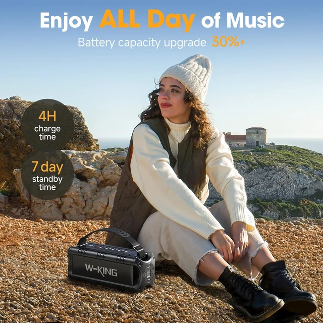 Alt view image 6 of 7 - Portable Bluetooth Speaker Loud Wireless 60W Peak Waterproof Outdoor | IPX6 Rugged Floating Shower Boombox, 24H Playtime, EQ, 2 Pair, AUX TF USB Playback, 30W Powerful Bass for Party Camping Pool