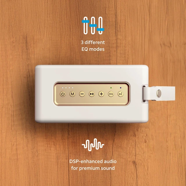 Alt view image 3 of 7 - AT&T Essentials Retro 40W Bluetooth Speaker, IPX6 Waterproof, Bluetooth 5.3, LED Light Modes, Bass & Treble Control, 12H Battery, USB-C Charging, Outdoor & Indoor Use, Home Audio System - Cream