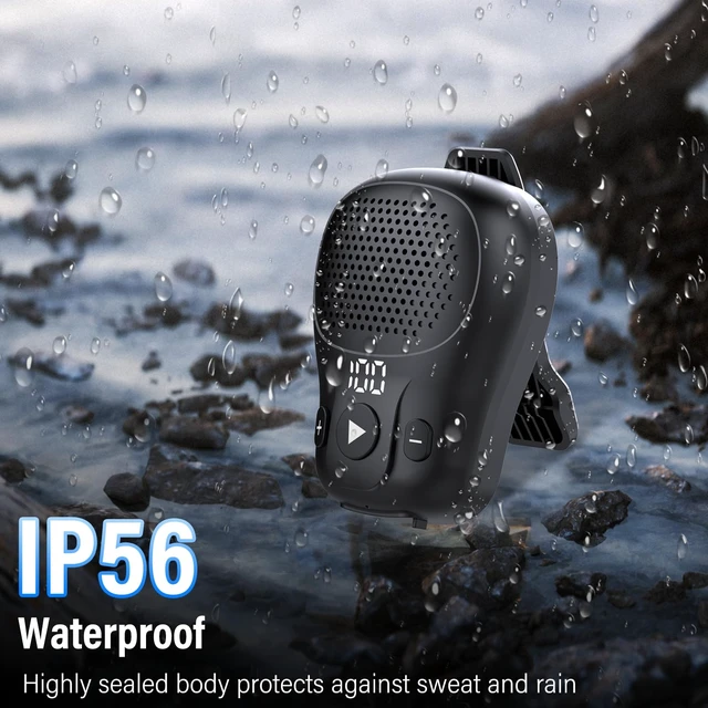 Alt view image 6 of 7 - Wearable Bluetooth Speaker, Clip-On Speaker with Mic, IP56 Waterproof Black | Clip Speaker Up to18-Hour Battery Life, Hands-Free Music/Calls, Portable Clip Design, Mini Speaker for Work/Outdoor